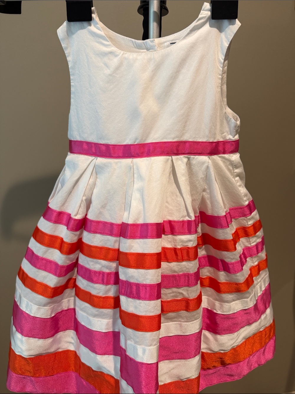 Carter’s Girls White Dress with Pink and Orange Stripes